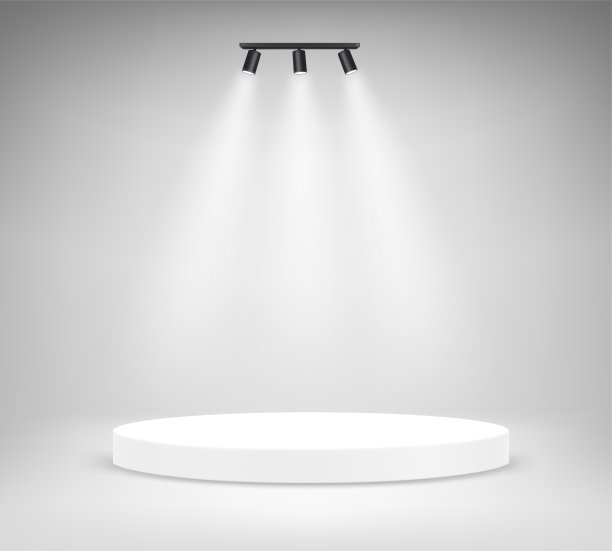 明亮的圆形场景与圆形基座和星形图片下载