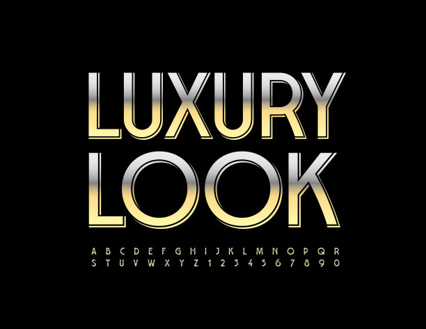 向量别致的徽章豪华看。时尚的字母和数字集图片下载