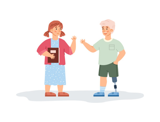 该组儿童包括残疾男孩，卡通矢量插图孤立。图片下载