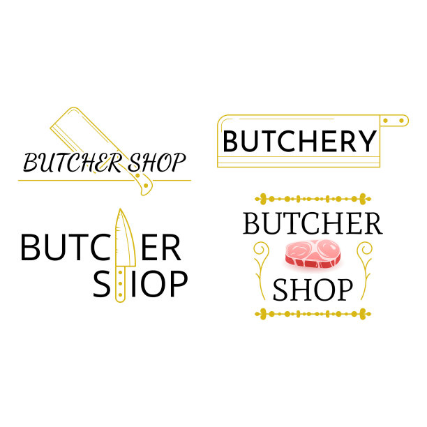 集肉店肉类食品背景向量设计风格刻字徽章设计模板肉店图片下载