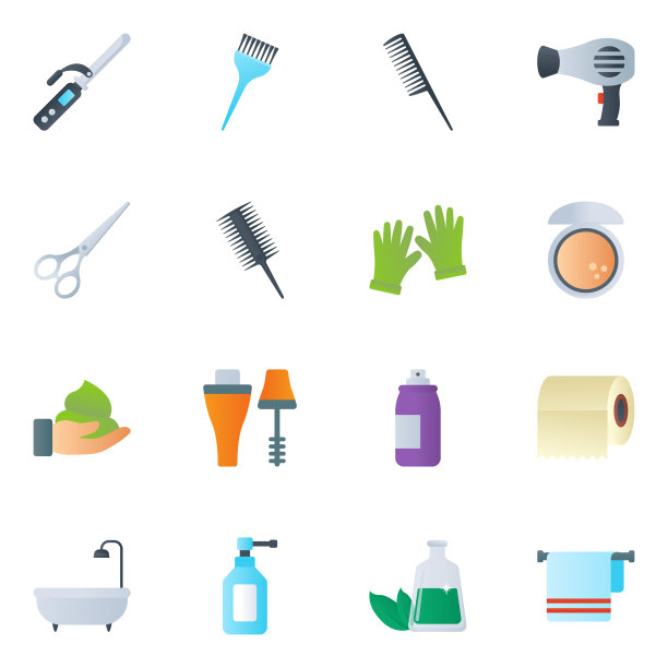 沙龙配件的平面图标图片下载