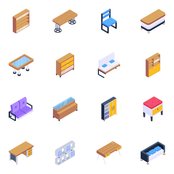 一套家具等距图标图片下载