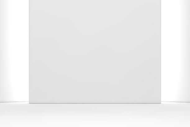 抽象的现代展厅室内设计，空的混凝土地板和白色墙壁背景-大厅或舞台3d插图图片下载