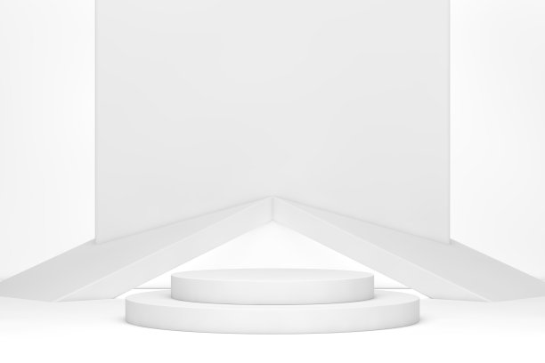 抽象的现代展厅室内设计，空的混凝土地板和白色墙壁背景-大厅或舞台3d插图图片下载