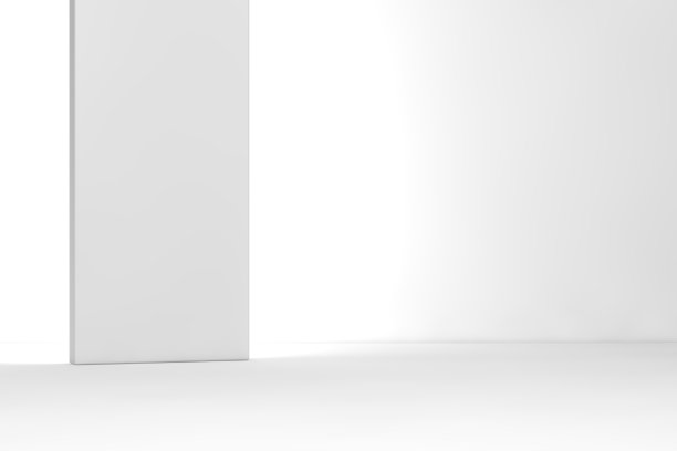 抽象的现代展厅室内设计，空的混凝土地板和白色墙壁背景-大厅或舞台3d插图图片下载