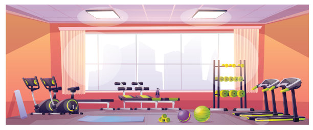 健身房的运动和健身设备图片下载