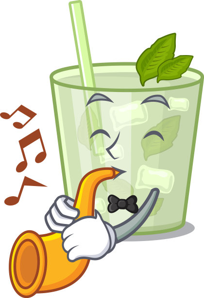 莫吉托柠檬鸡尾酒音乐家卡通设计图片下载