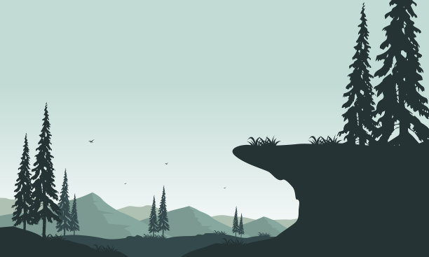 惊人的剪影山和树图片下载