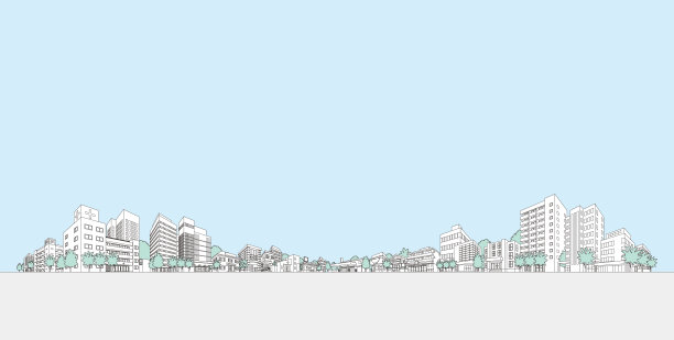 城市景观矢量图。线条画插图。图片下载