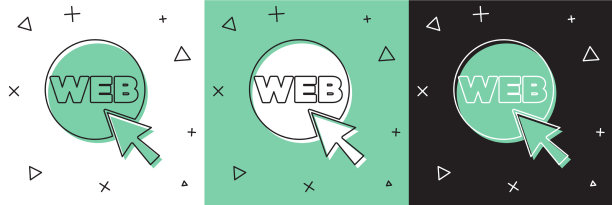 设置网页和平面设计图标孤立在白色图片下载