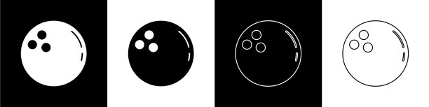 设置保龄球图标隔离在黑色和白色图片下载