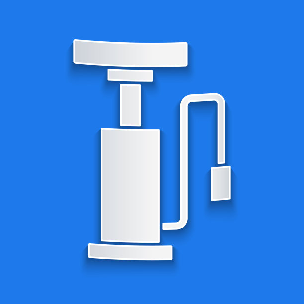 剪纸自行车气泵图标孤立在蓝色图片下载