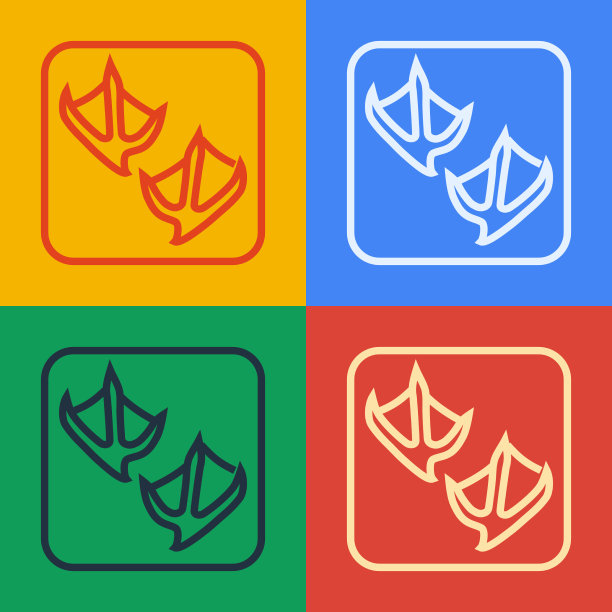 波普艺术线海鸥爪脚印图标孤立图片下载