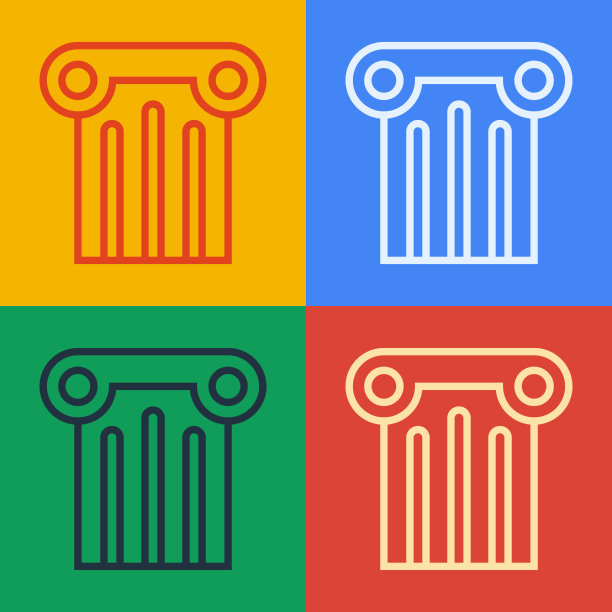 波普艺术的线条古柱图标孤立在色彩上图片下载