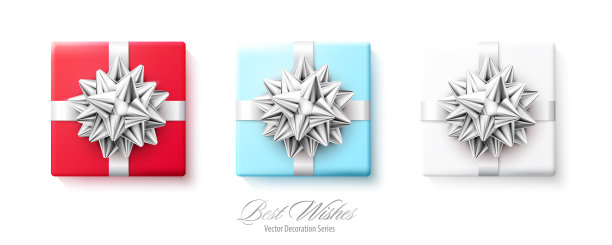 设置礼盒与银红色蝴蝶结和图片下载