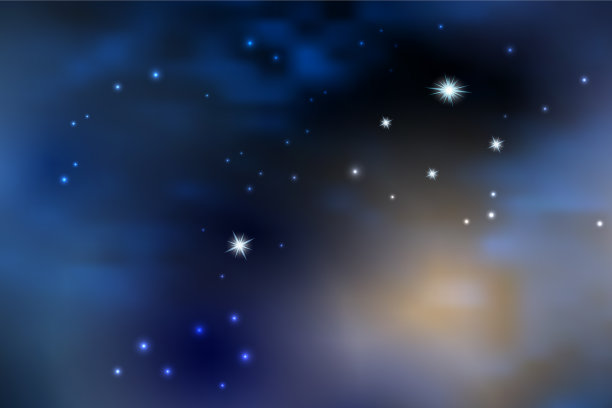 夜晚繁星点点的天空与阳光透过云层图片下载