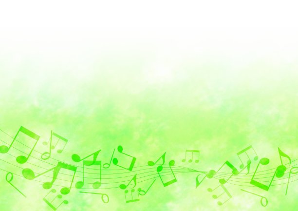 绿色水彩框架与音乐的音符图片下载