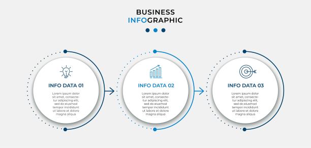 矢量图形设计业务模板与图标和3个选项或步骤。可用于流程图，演示文稿，工作流布局，横幅，流程图，信息图图片下载