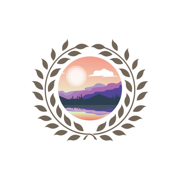 山和景观叶装饰会徽图片下载