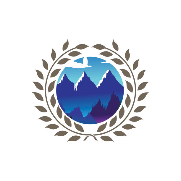 山和景观叶装饰会徽图片下载