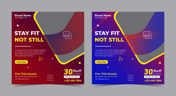 健身房社交媒体张贴和传单体育馆传单设计图片下载