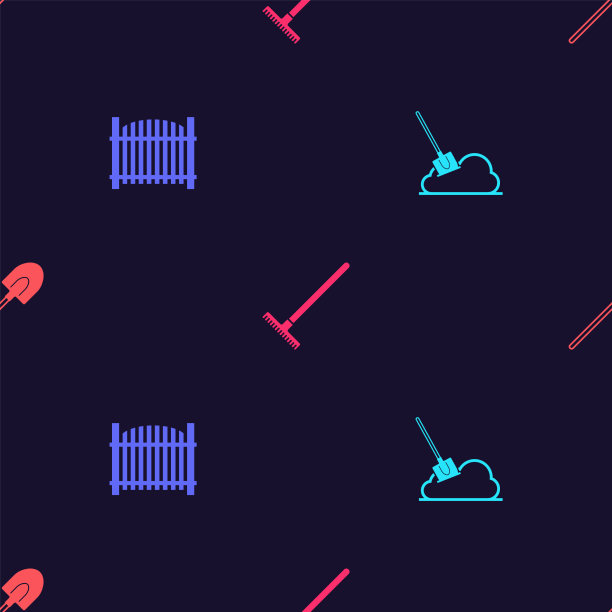 在地面，花园栅栏，耙子和图片下载