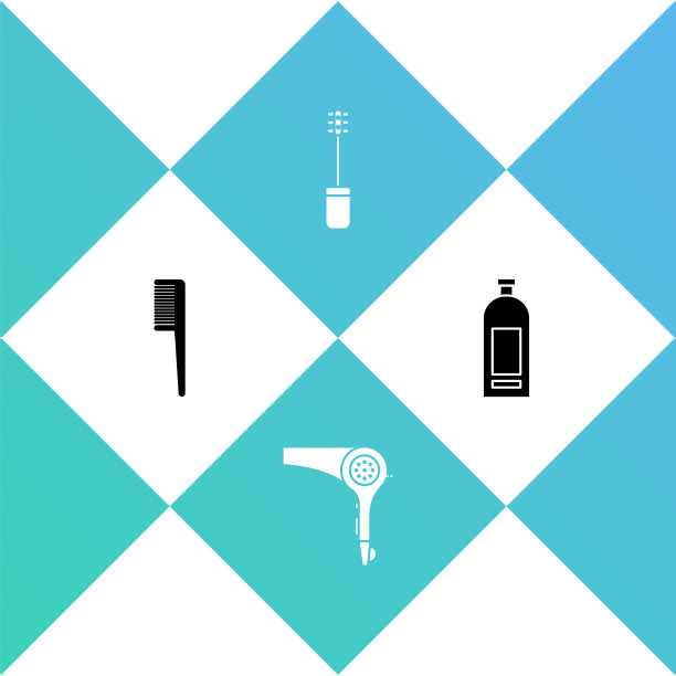 设置发刷、吹风机、睫毛膏和一瓶图片下载