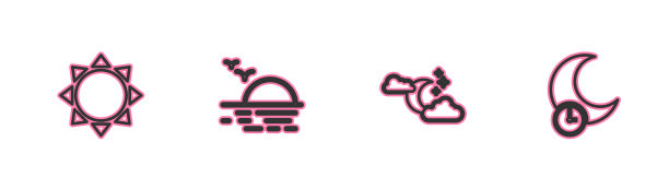 日落时，太阳与月亮和星星的云落线图片下载