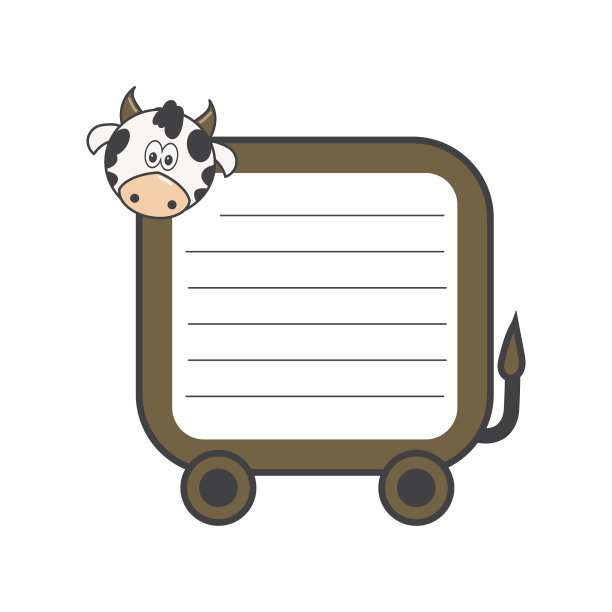 动画母牛与空白纸的信息图片下载