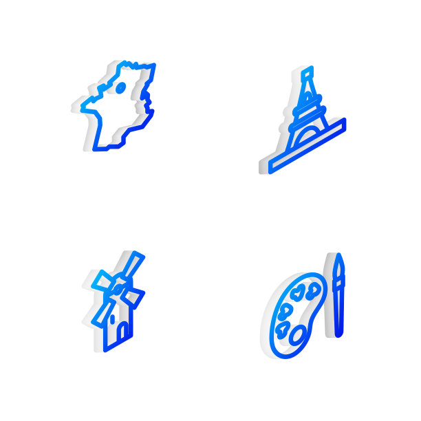 设定法国埃菲尔铁塔等距线地图图片下载