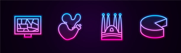 集线条画艺术西班牙酒皮圣品图片下载