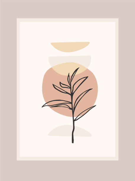 当代艺术版画与抽象植物线图片下载