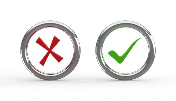 三维插图的权利和错误的符号图片下载