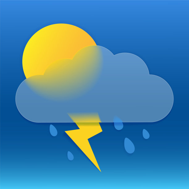 绘制天气图标与云在风格玻璃图片下载