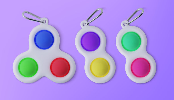 一套不同的坐立不安玩具简单的酒窝。逼真的矢量3D插图图片下载