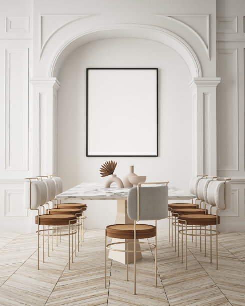 模拟海报框架在现代室内背景，拟态风格，3D渲染图片下载