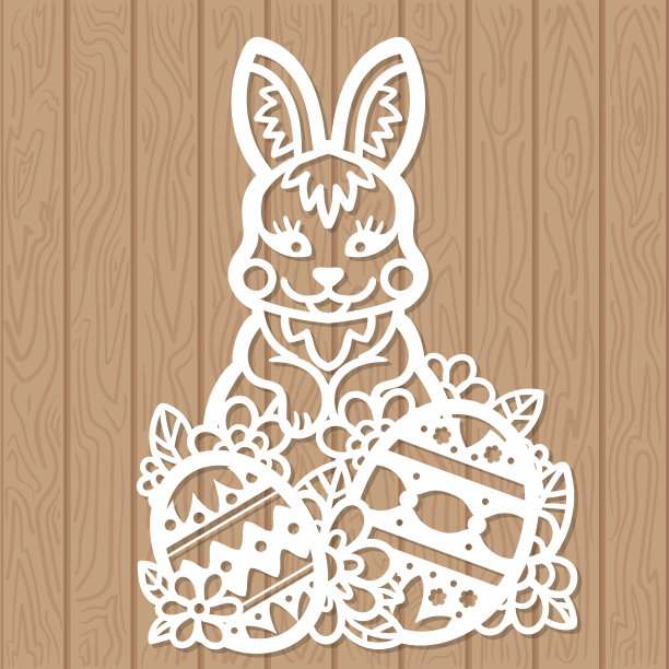 激光切割模板复活节兔子快乐图片下载