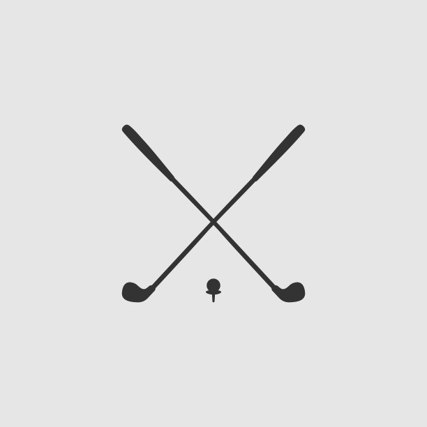 矢量简单孤立交叉高尔夫俱乐部图标图片下载