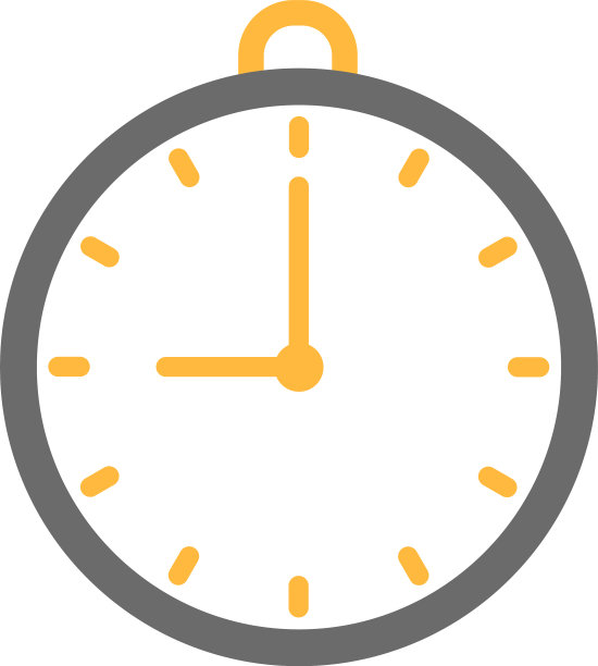 白色背景上的黄色时钟图片下载
