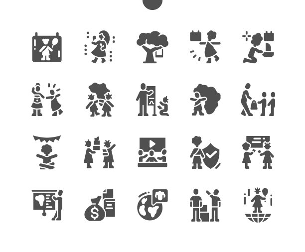 非洲儿童国际日6月16日。非洲的家庭。日历。6月16的。保护。慈善组织。矢量图标。简单的象形图图片下载