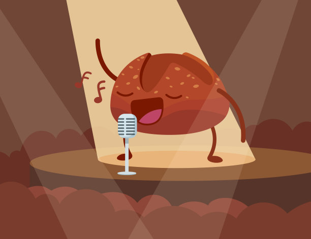 可爱的发髻人物在舞台上对着麦克风唱歌图片下载