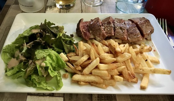 牛排和薯条。图片下载