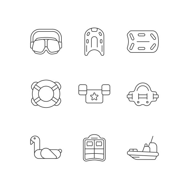 游泳课程线性图标设置图片下载