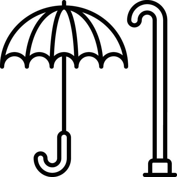 伞与手杖柄概念矢量图标设计，父亲节符号，父亲礼物元素标志，父母日股票插图图片下载
