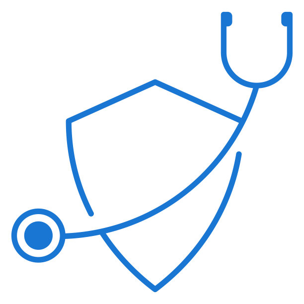 听诊器盾牌矢量图标设计用简单的线条图片下载