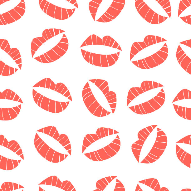 无缝模式的心，情书和亲吻。情人节礼物包装的样式。股票矢量插图上的白色背景。图片下载