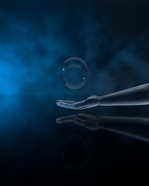 手雕塑与雾背景，3d渲染。图片下载