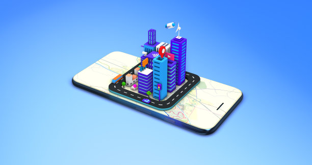 智能手机上的等距3D未来智能城市。人工智能。图片下载