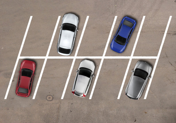 3D插图的停车场与对角线车停放保持距离图片下载