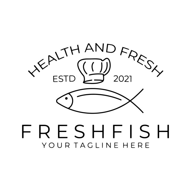 鱼线标志餐厅标志设计图片下载